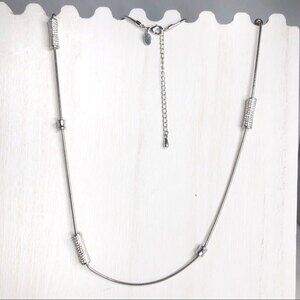 Lia Sophia Long Silver Snake Chain Tube Necklace